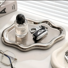 으로마켓 인테리어 곡선형 실버 악세사리 트레이