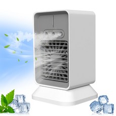 RUNHome 미니 휴대용 냉풍기 저소음 사무실 수면 대풍량 에어컨, 화이트