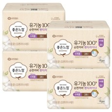 좋은느낌 유기농 순면커버 팬티라이너, 슈퍼롱, 28개입, 4개