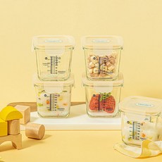 글라스락베이비 눈금이유식 큰용량 팬시캡 270ml 4조, 3. 노랑