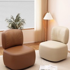 1인용 빈백 소파 크림색 등받이 작은 거실 발코니 라운지 의자 미니쇼파 인테리어 편안한 디자인 소파의자, Q_올리브 원목 360도 회전