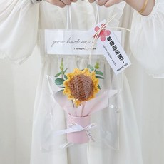 【臺灣-出貨】編織嚮日葵針織毛綫小抱抱桶花束成品送老師國慶節創意生日禮物花, 向日葵小桶一份裝送老師