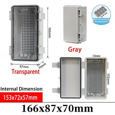 호환 IP66 전기 플라스틱 인클로저 ABS 전원 정션 박스 전기 기기 프로젝트용 실외 방수 배전함, 01 Gray Cover, 13 166x87x70mm