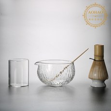 AOHAO 투명 유리 말차 도구 3/4/5/6/7/8 PCS 세트, 4세트, 5pcs
