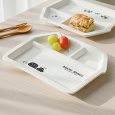 일러스트 나눔접시 유아 유광 도자기 식판 간식 반찬 식기, 해피데이 나눔접시, 3칸(코끼리)