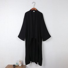 롱가운 잠옷 로브 유카타 순면 블랙 홈웨어 그레이