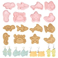 HOBBIESAY 8가지 스타일 바다 폴리머 클레이 커터 바다 동물 모양 플라스틱 몰드 성인용 DIY 폴리머 주얼리 제작용, HOBBIESAY 8가지 스타일 바다 폴리머 클레이 커