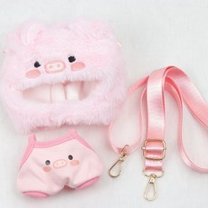 10cm 인형옷 돼지 후드 동물 모자 솜인형옷 핑크, B. 돼지(숄더스트랩포함), 1개