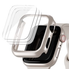 아이메이드잇 애플워치 풀커버 자가복원 액정 보호필름 3p + 하드커버 케이스, 스타라이트, 1개