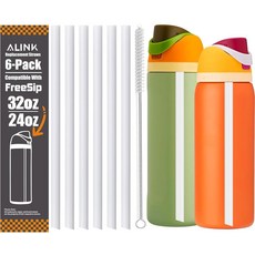 ALINK Owala FreeSip 946.4ml32온스 709.8ml24온스 단열 물병 재사용 가능한 플라스틱 빨대 6팩 Freesip 컵 뚜껑만 포함 브러시 식기세척, 화이트