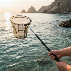 물고기 포획 뜰채 접이식 바다 낚시 스텐 용품 갯바위 방파제 채집 길이, 1jsb 원형