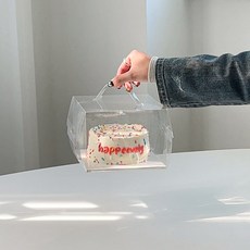 하피블리 올투명 케이크 박스 선물 포장, 1개, 일체형투명케이크박스_도시락