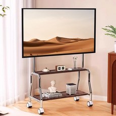 40000KM 이동식 스탠드 티비 거치대 32-75인치 2단 원목 선반 스테인리스강관, 1개, 이중 TV 스탠드