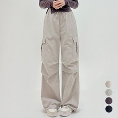 코모도 바스락 카고 와이드 바지 밑단 조절 스트링 나일론 조거 팬츠 ( 2단기장 )