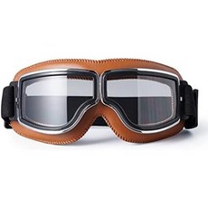 일본 직배송 Matthiola 모터사이클 고글 실드 Harley 자전거 보호 안경 안개 방지 방진 방풍, brown frame  clear lens, 1개