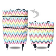 하이유니 확장형 접이식 시장 장바구니 핸드 쇼핑 카트 가방, 레인보우, 1개