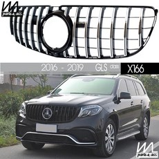메르세데스 GLS 클래스 SUV X166 16-19 GLS400 GLS450 GLS500 튜닝 부품 ABS 프론트 미들 그릴 GT 스타일 호환, 16-19 Black