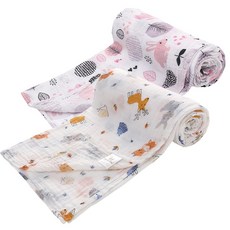 미라클 베이비 2층 순면거즈 블랭킷 2개입, 고슴도치+동물