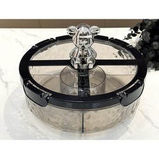 過年糖果盤 果盤 乾果盒 零食糖果盒 密封防潮 家用客廳 茶几乾果盤 瓜子盤 堅果收納盒 YM79ku, 黑色, 1個