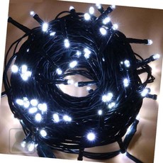 바래스 장식용 조명 LED 방수녹색선 구슬50구 5M 백색 연장가능 전원잭포함 카페매장등