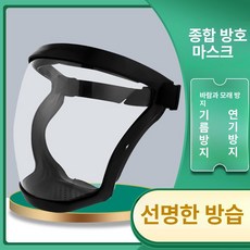 캡마스크 전면 투명 보호 안면가리개 김서림방지 작업용 방진 페이스쉴드, 블랙 프레임 화이트 렌즈 2쌍 C, 1개, 1개입