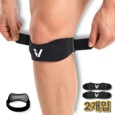 차머덕트 슬개골 압박 여성 남성 무릎보호대, 블랙, 2세트
