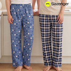 슬레진저 남성용 면 9부 파자마 바지 1+1