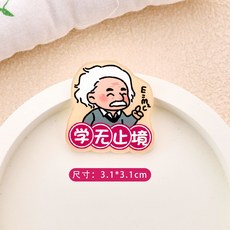 名人勵志文字胸針 可愛卡通徽章, 學無止境, 1個