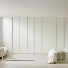 보루네오 E0 레스 무몰딩 여닫이 붙박이장 30cm, 02_무몰딩_일체형 슬림바, 크림화이트