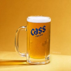 카스 프레시 맥주잔 cass fresh 얼음맥주 호프집 유리 손잡이컵, 1개