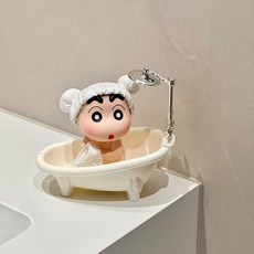목욕 짱구 욕조 욕조 모자 레깅스 피규어 케이스 포함 캐릭터 귀여운 장난감 선물 테이블 장식품 차량용, 욕조+짱구