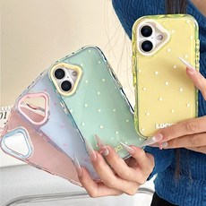 쁘띠마켓 파스텔 도트 물결 범퍼 아이폰 실리콘 젤리 하드 케이스