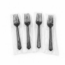 일회용 포크 피크닉 15.5cm 검정 개별포장 100개입