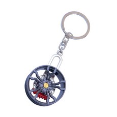 남자를위한 실용적인 금속 자동차 허브 키 체인 자동차 부품 휠 타이어 림 자동차 애호가를위한 자동차 부품 인테리어 장식, 빨간색