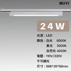 24W泛光軌道燈 COB光源 北歐無印風 一年保固 台灣24H出貨, 1個, 白殼,中性光, 白殼