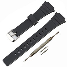 Rihahisy 카시오 W-215 시리즈 시계용으로 설계된 방수 실리콘 교체 팔찌 (블랙) 279900 8030992405, 회색