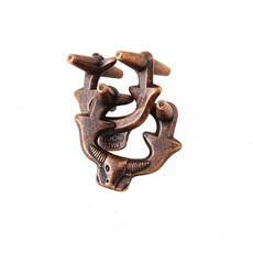 지혜의고리 감옥 퍼즐 고리 도금 게임 브레인 골든 자물쇠 퀘스트 두뇌, 1개, 스카이블루 황소 머리 잠금 중난이도, 1피스