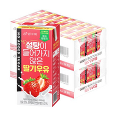 빙그레 설탕이 들어가지 않은 딸기우유 190ml 48팩