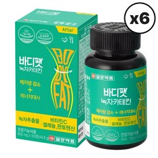 일양 바디팻 녹차 카테킨 녹차추출물 가데킨 카태킨 비타민C 건조 효모 판토텐산 칼슘 레몬밤 추출물 분말 보이차 추출물 분말, 6개, 56정
