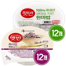 CJ 햇반 발아현미밥 작은공기 12개 + 흑미밥 작은공기 12개, 24개