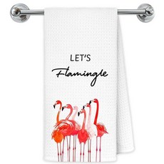 Exqcom Tropical Burnt 오렌지 플라밍고 키친 타월 여성용 플라밍고 선물 욕실 주방용 핸드 타월 새 애호가를 위한 선물 장식용 접시 타월 건조천 40.6 x 61, 선물용 타월-a