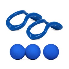 ECOLIZ Hard Type Yoga Ring 2 件 + TPE 按摩球套組, 藍色