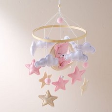 원목 모빌거치대 인테리어 우드 침대 높이 조절 꾸미기 아기방 새 모양 모빌대, M. 핑크 곰 침대 벨, 1개