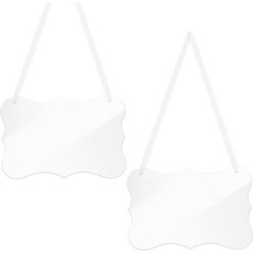 아크릴 행잉 플레이트 새틴 리본 직사각형 클리어 웨딩 파티 데코 22.5x14.7cm 2세트, 1