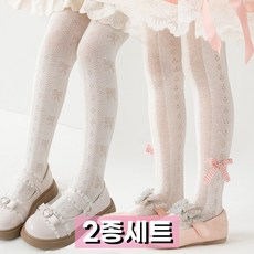우주슈 아동 여아 리본 타이즈 유발 공주룩 레깅스 스타킹 2종세트