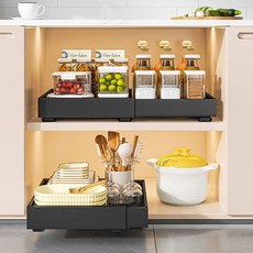 홈비 넓이조절 슬라이딩 후라이팬 랙 거치대 그릇 접시 냄비 정리대, 1개, 일반 블랙, 1단