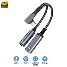 2 in 1 OTG 팔꿈치 유형 USB C 3.5mm Jack Aux 오디오 헤드폰 어댑터 60W 삼성 iPhone 15 Pro Huawei Xiaomi 용 빠른 충전, 3)Silver 2 in 1, 1개