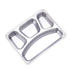 304不鏽鋼兒童分隔餐盒 帶蓋防漏 便當盒 長方形多格 飯盒 中小学生 午餐盒 便攜餐具套裝, 201,塑料蓋, 1個