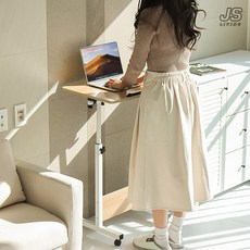 JS리빙 1인용 높이조절 스탠딩 책상 이동식 침대 사이드 테이블 각도조절 거실 쇼파 노트북 보조 책상 베드 테이블 원목 간이 탁자 #바퀴달린 @JSLIVING_STAND090312
