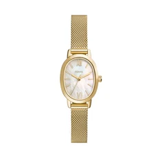 FOSSIL 珍珠母貝橢圓形米蘭帶女錶 BQ5017 25mm 展現優雅氣質